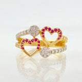 Anillo Doble Carril Corazon 3.3gr / T7 / Oro Amarillo 18K