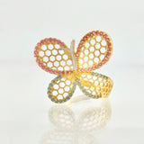 Anillo Mariposa Malla Exagonal 4.8gr / T7 / Oro Amarillo 18K