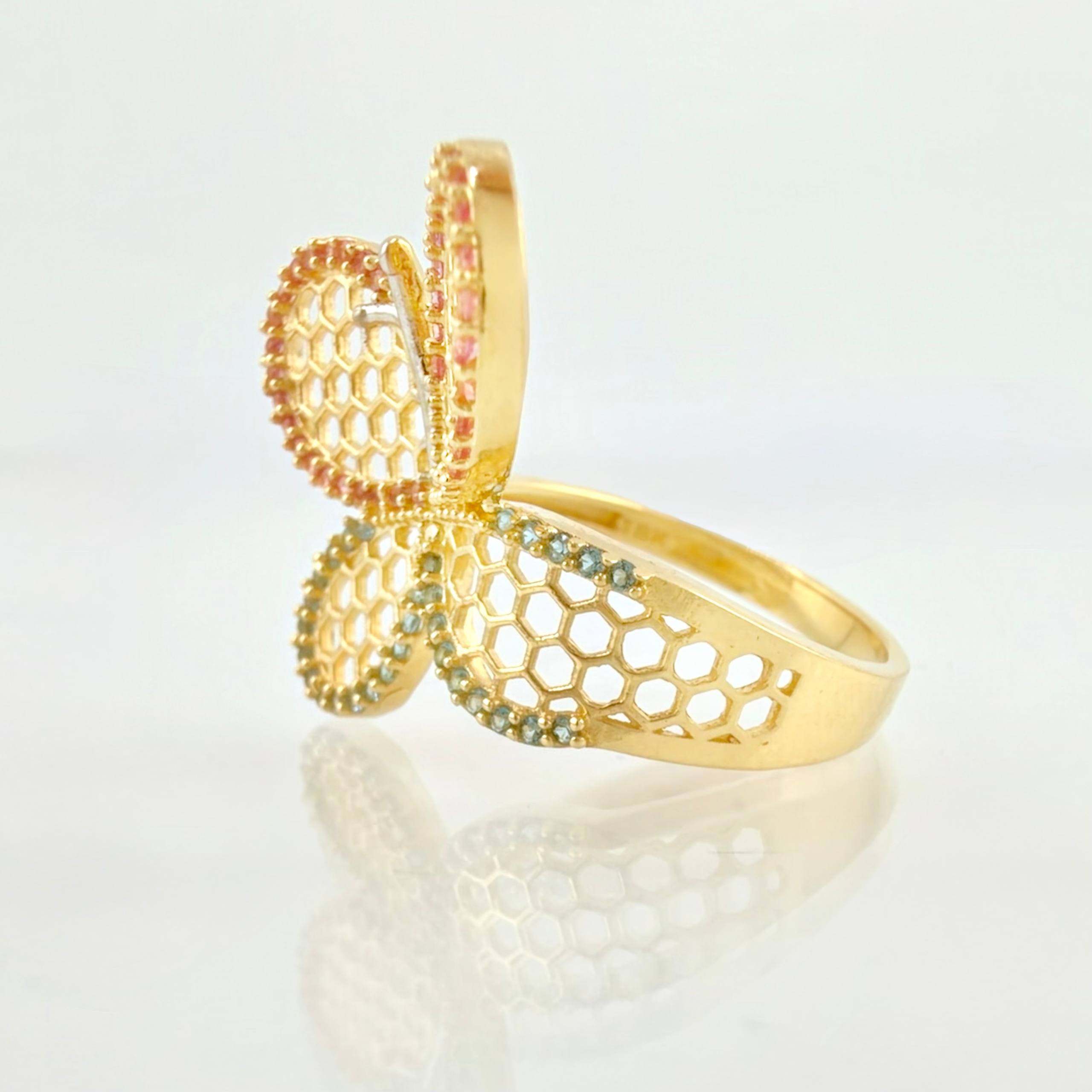 Anillo Mariposa Malla Exagonal 4.8gr / T7 / Oro Amarillo 18K