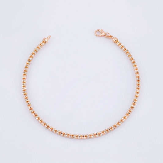 Pulso Ice 5.6gr / 7 3/4 in / 2.2mm Dos Oros Blanco Rosa +4 18K ©