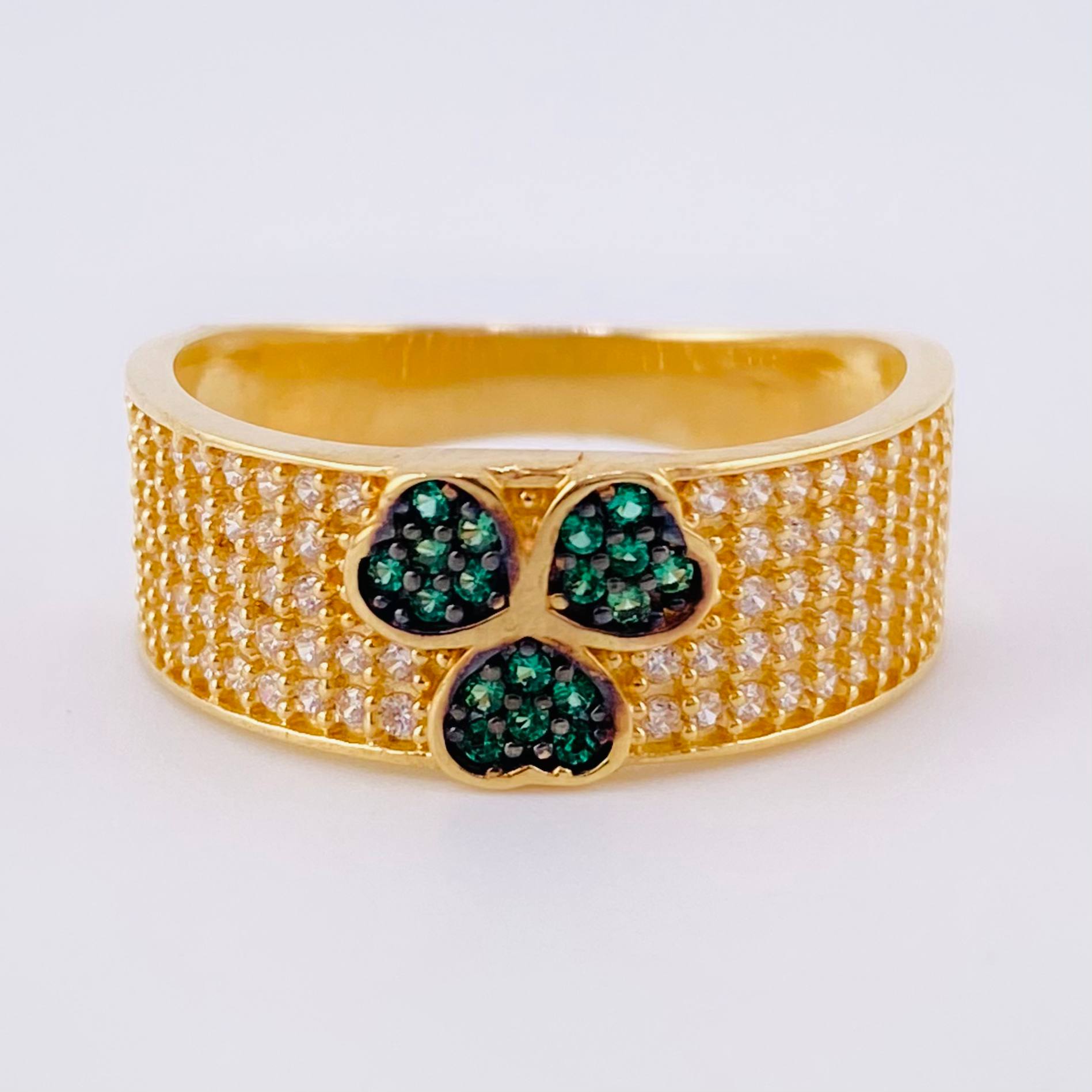 Triple Heart Churunbela Ring 4.4gr / T8 / Yellow Gold 18K *