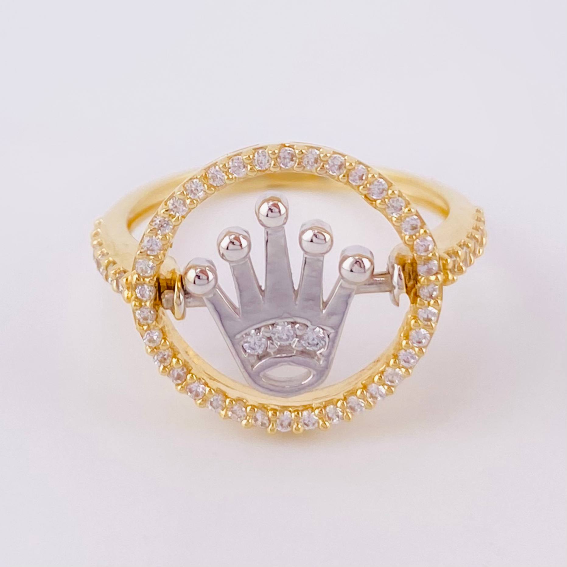 Crown Band Ring 3.45gr / T7 / Two-tone Yellow White Gold 18K *