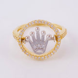 Crown Band Ring 3.45gr / T7 / Two-tone Yellow White Gold 18K *