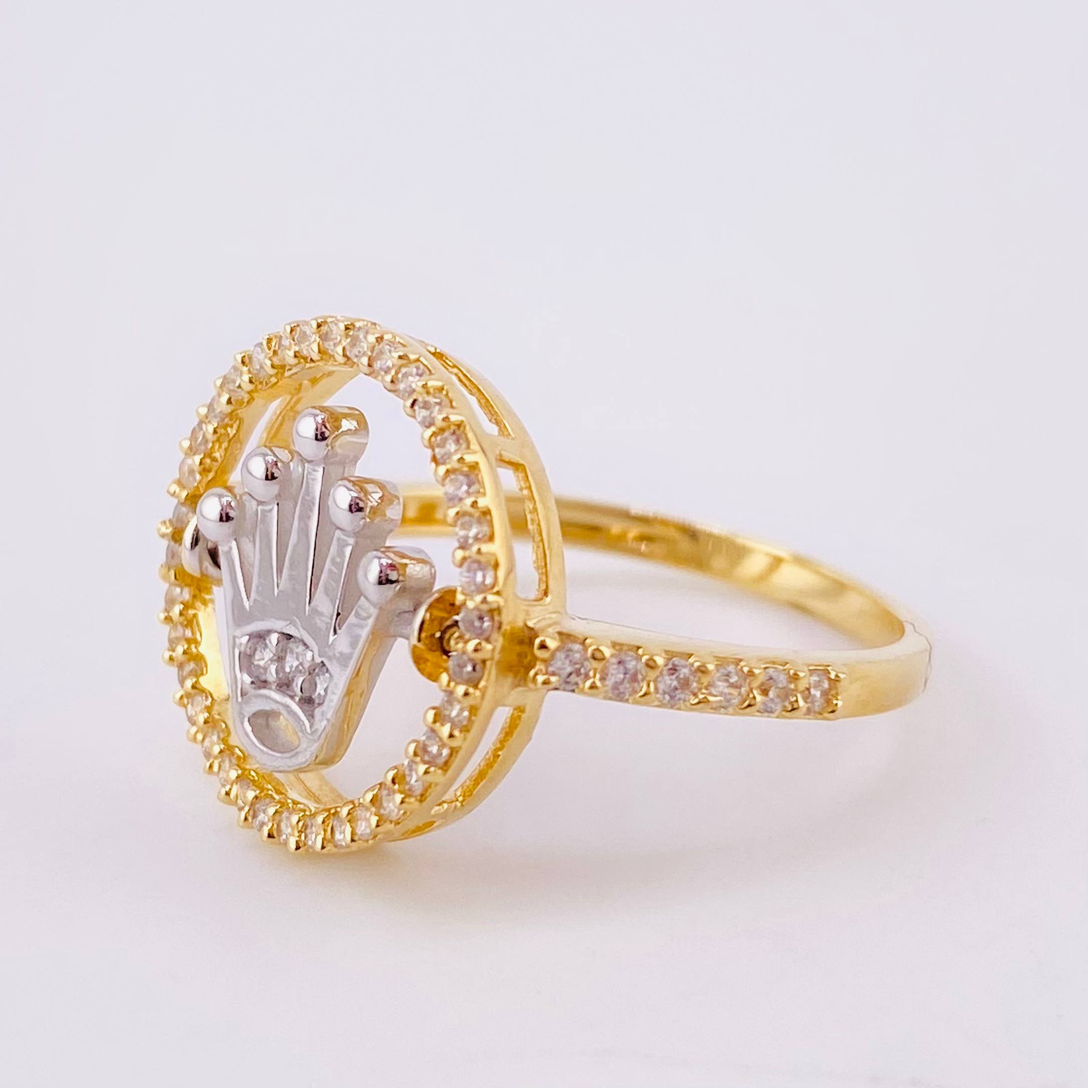 Crown Band Ring 3.45gr / T7 / Two-tone Yellow White Gold 18K *