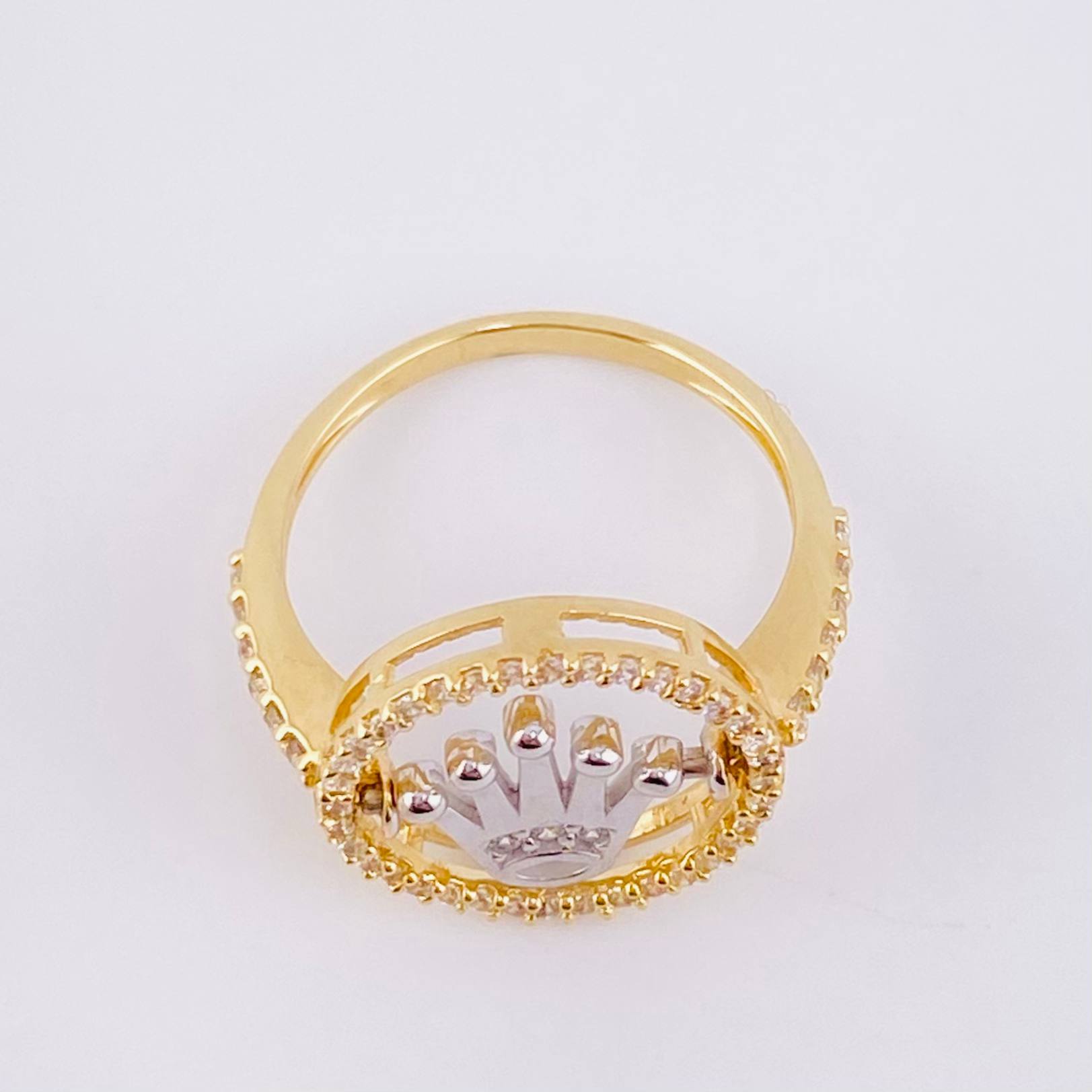 Crown Band Ring 3.45gr / T7 / Two-tone Yellow White Gold 18K *