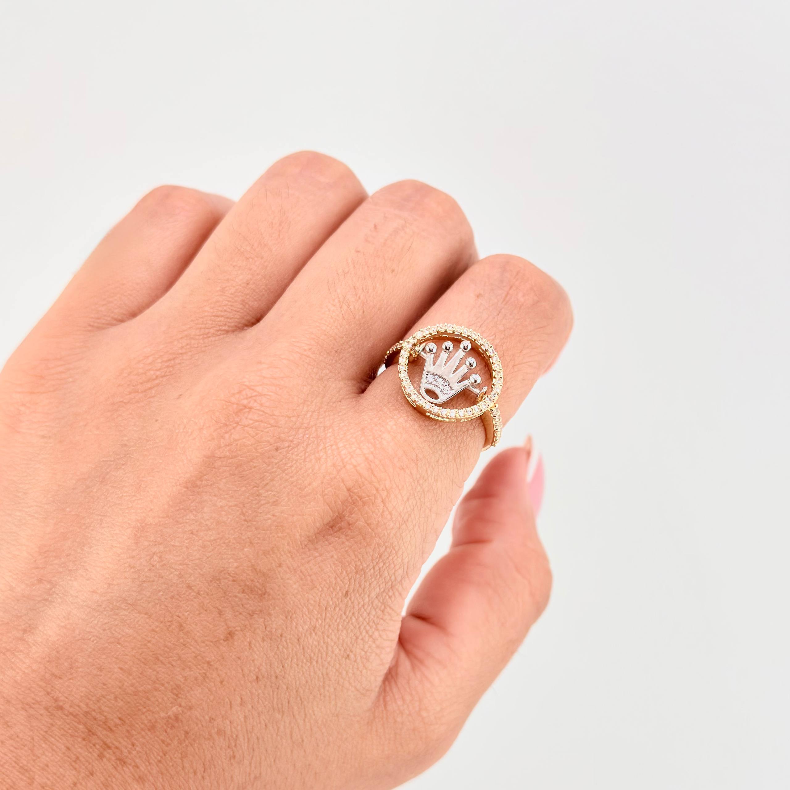 Crown Band Ring 3.45gr / T7 / Two-tone Yellow White Gold 18K *