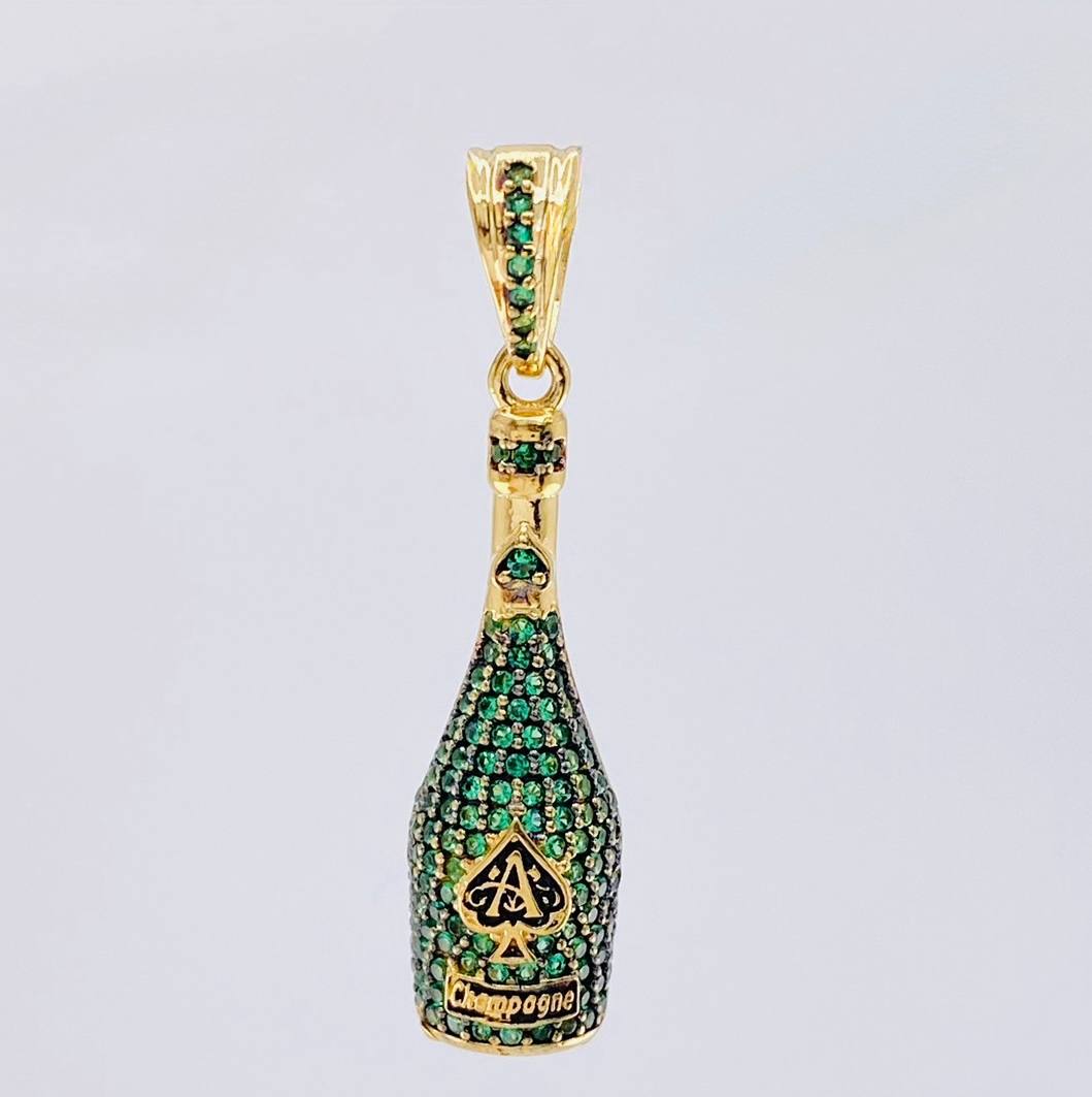 Dije Botella De Champagne 4.2 g / 1 1/2 in Oro Amarillo 18K