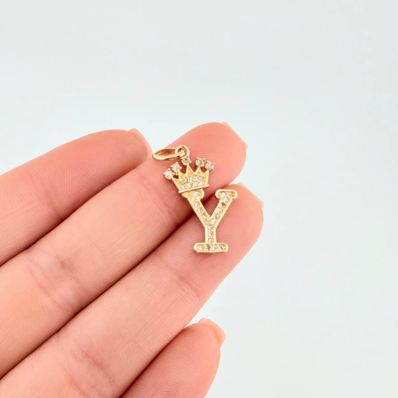 Dije Corona Letra Y 1.65g / 1 in Oro Amarillo 18K