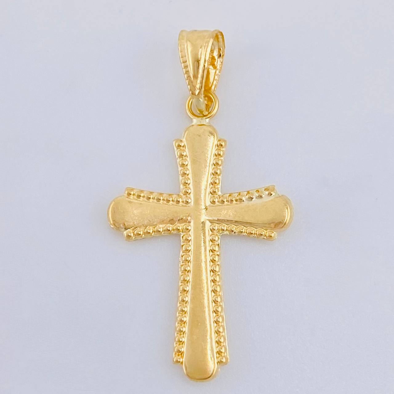 Dije Cruz Bordes Punteadas 0.9 g / 1 1/4 in Oro Amarillo 18K