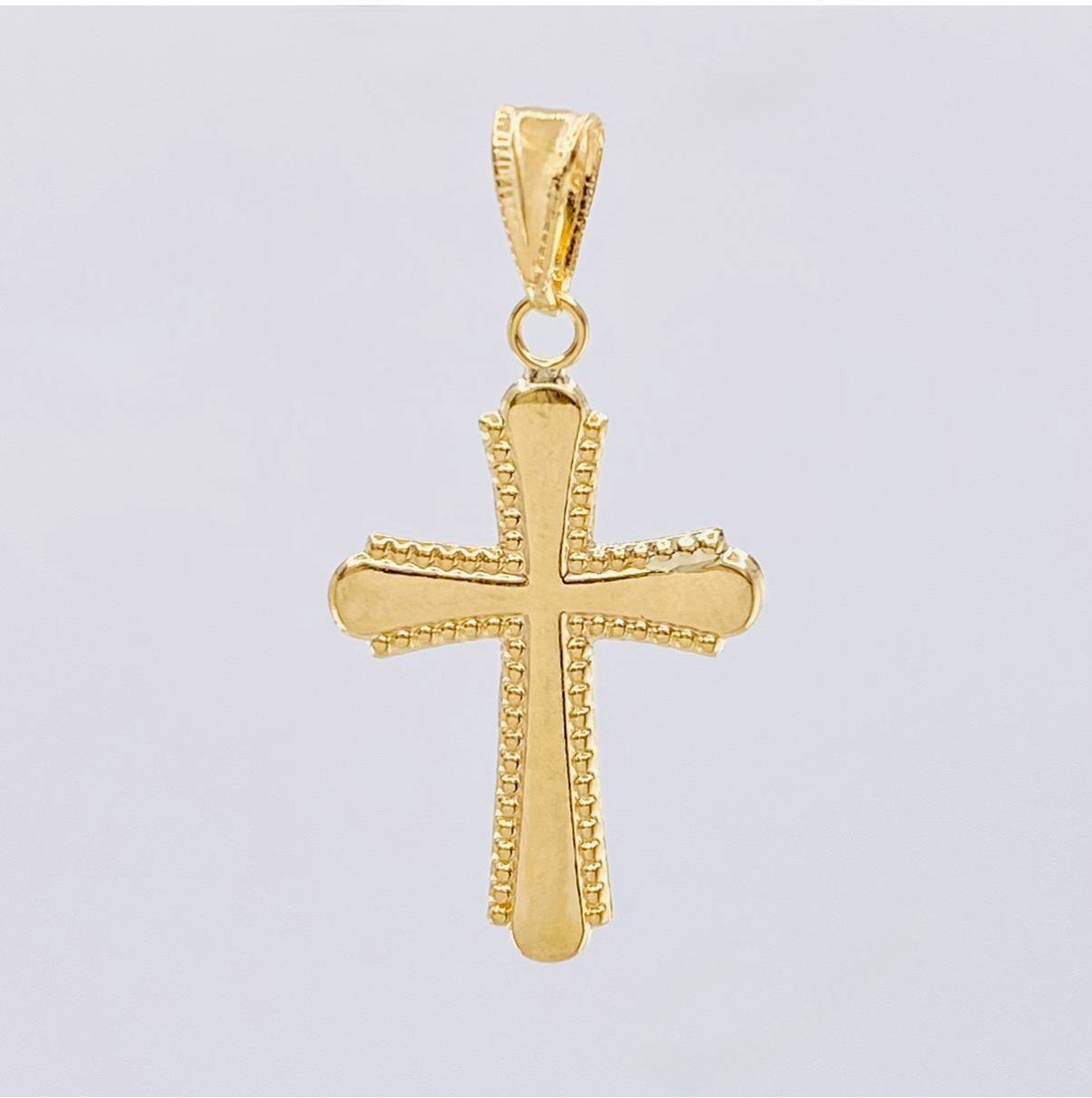 Dije Cruz Bordes Punteadas 0.9 g / 1 1/4 in Oro Amarillo 18K