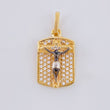 Pendant Plaque Cross Christ 2.25 g / 1 in Two Golds Yellow White 18K
