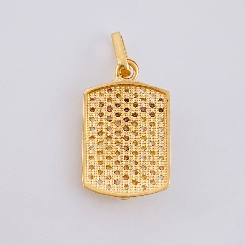 Pendant Plaque Cross Christ 2.25 g / 1 in Two Golds Yellow White 18K