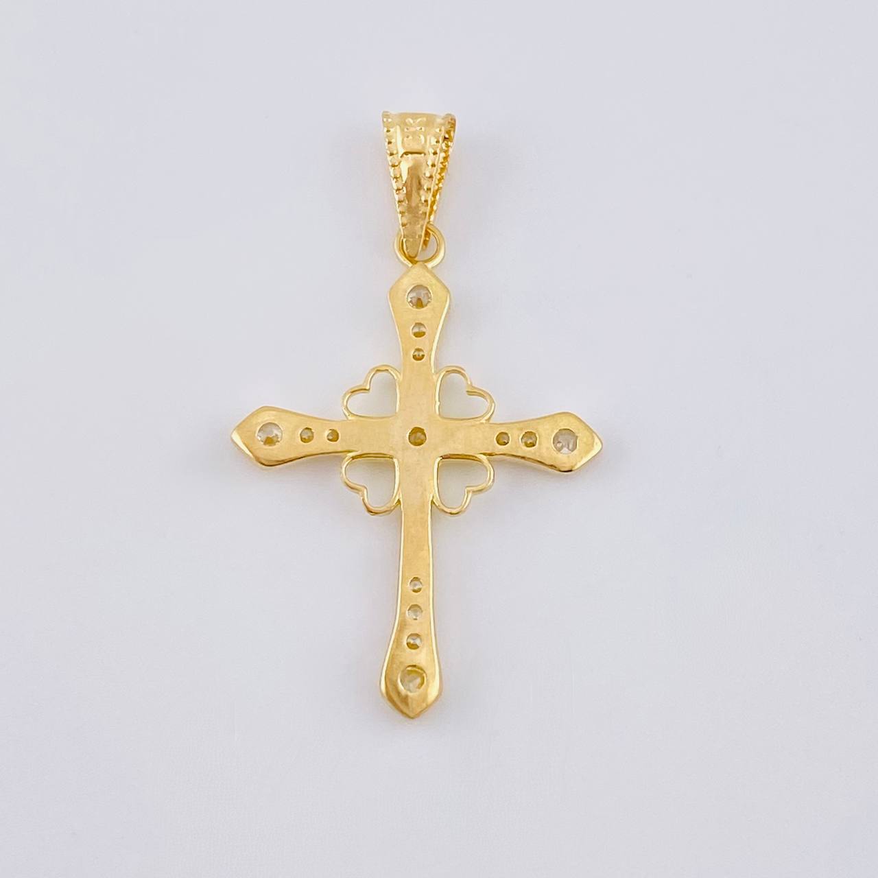 Dije Cruz Corazones 1.3 g / 1 1/4 in Oro Amarillo 18K