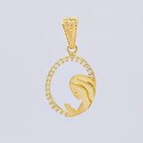 Dije Virgen Maria Circulo Floreado 1.1 g / 1 in Oro Amarillo 18K