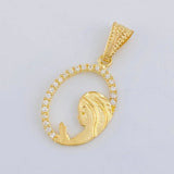 Dije Virgen Maria Circulo Floreado 1.1 g / 1 in Oro Amarillo 18K