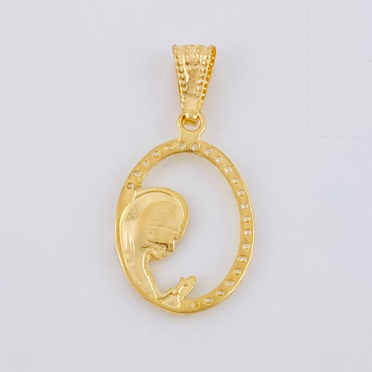 Pendant Circle Virgin Mary 1.05 g / 1 in Yellow Gold 18K
