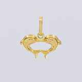 Pendant Heart of Dolphins 0.95 g / 1/2 in Yellow Gold 18K