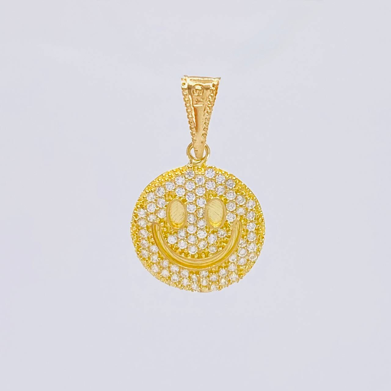 Happy Face Pendant Dense 1.75 g / 1 in 18K Yellow Gold