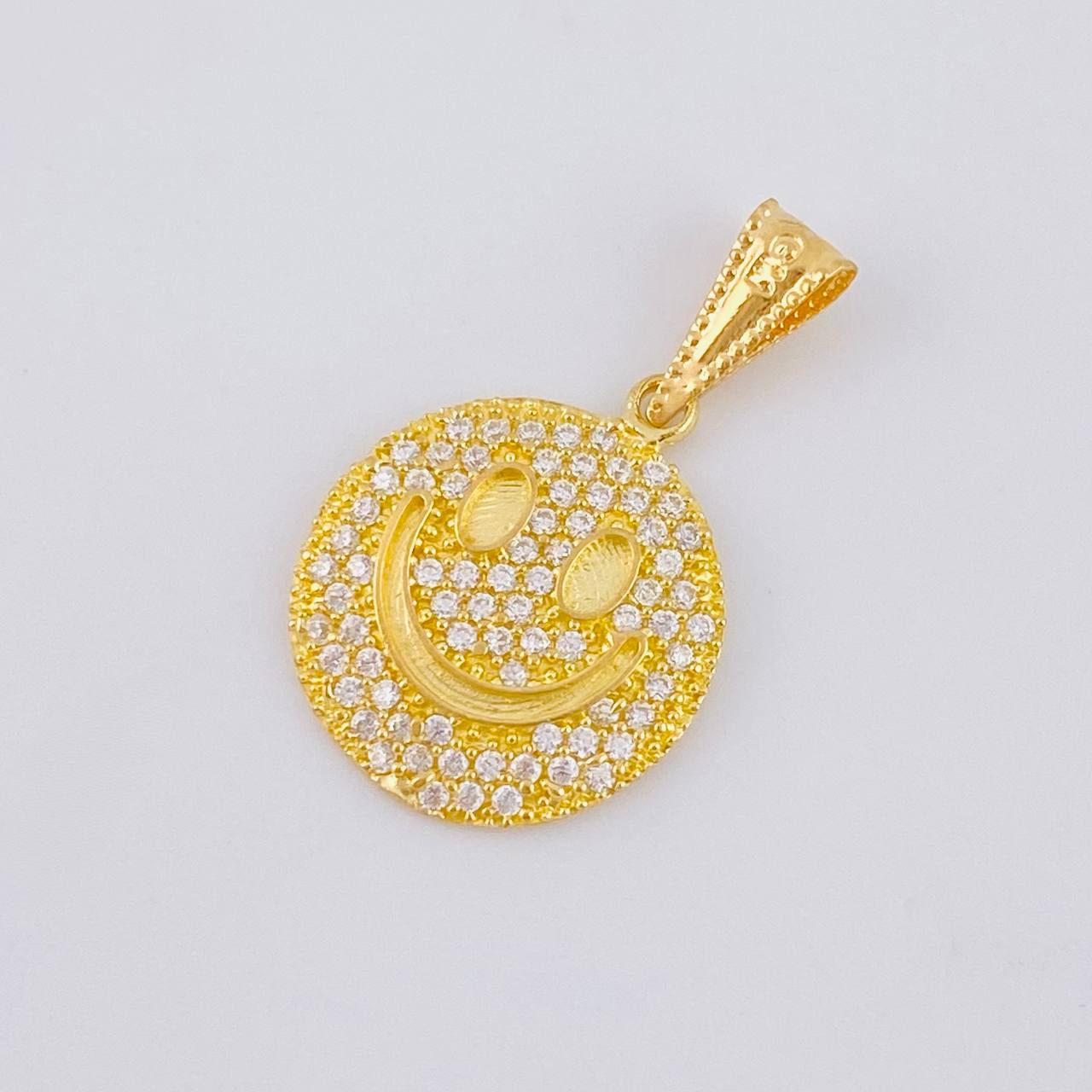 Happy Face Pendant Dense 1.75 g / 1 in 18K Yellow Gold