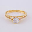 Solitaire Ring with Heart Bridges 2.6 g / T7 Yellow Gold 18K