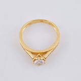 Solitaire Ring with Heart Bridges 2.6 g / T7 Yellow Gold 18K