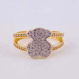 Anillo Oso Ts Doble Carril 3.6 g / T6 3/4 Dos Oros Amarillo Blanco 18K
