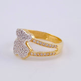 Anillo Oso Ts Doble Carril 3.6 g / T6 3/4 Dos Oros Amarillo Blanco 18K