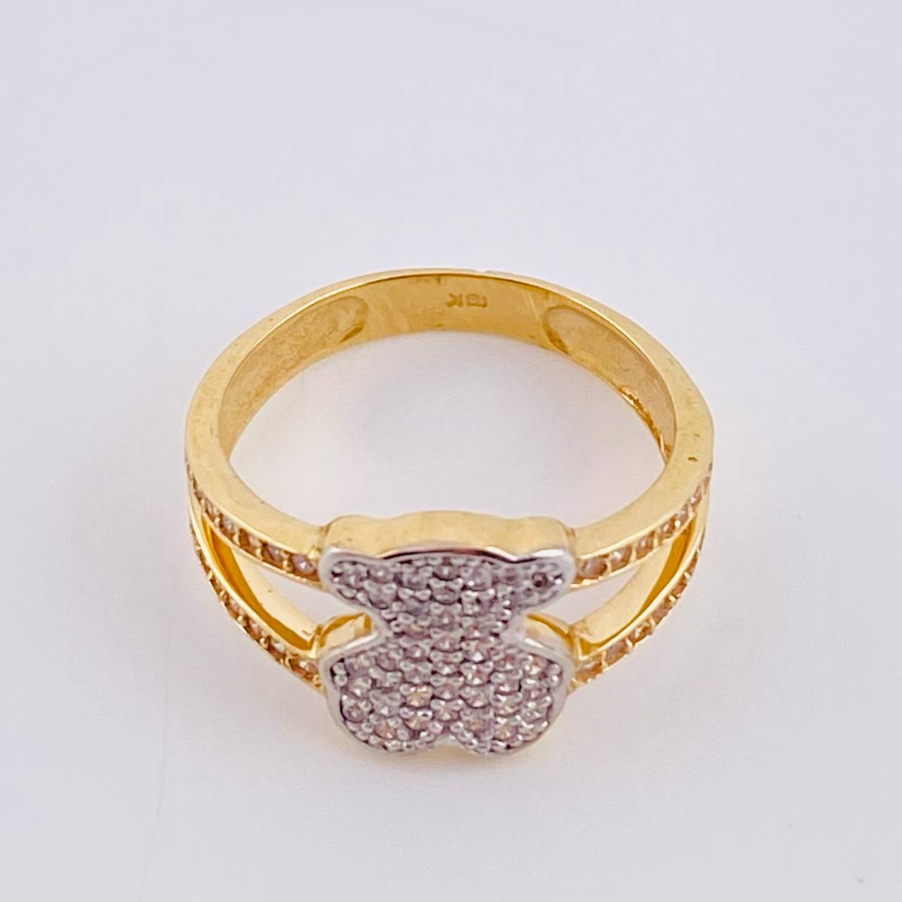 Anillo Oso Ts Doble Carril 3.6 g / T6 3/4 Dos Oros Amarillo Blanco 18K