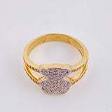Anillo Oso Ts Doble Carril 3.6 g / T6 3/4 Dos Oros Amarillo Blanco 18K