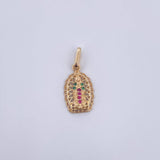 Dije Virgen Guadalupe 1.25gr / 2.3cm / Circones Fucsias Verdes Blancos Oro Amarillo 18K &