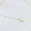 Set Cadena y Dije Aguja Trenzada + Piedra 1.3gr / 17 3/4 in / Oro Amarillo 18K *