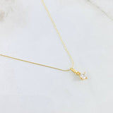 Set Cadena y Dije Aguja Trenzada + Piedra 1.3gr / 17 3/4 in / Oro Amarillo 18K *