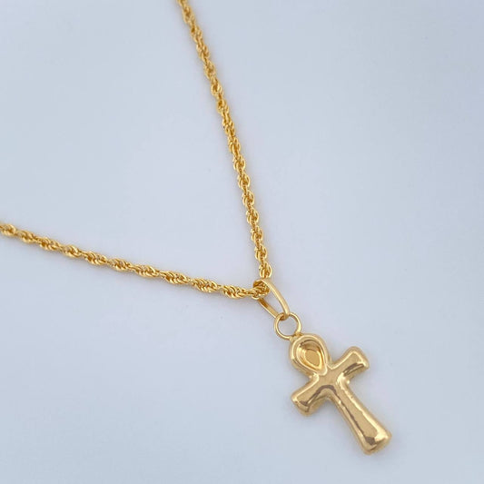 Set Cadena y Dije Lazo + Cruz Anj 1.35gr / 19 3/4 in / Oro Amarillo 18K $
