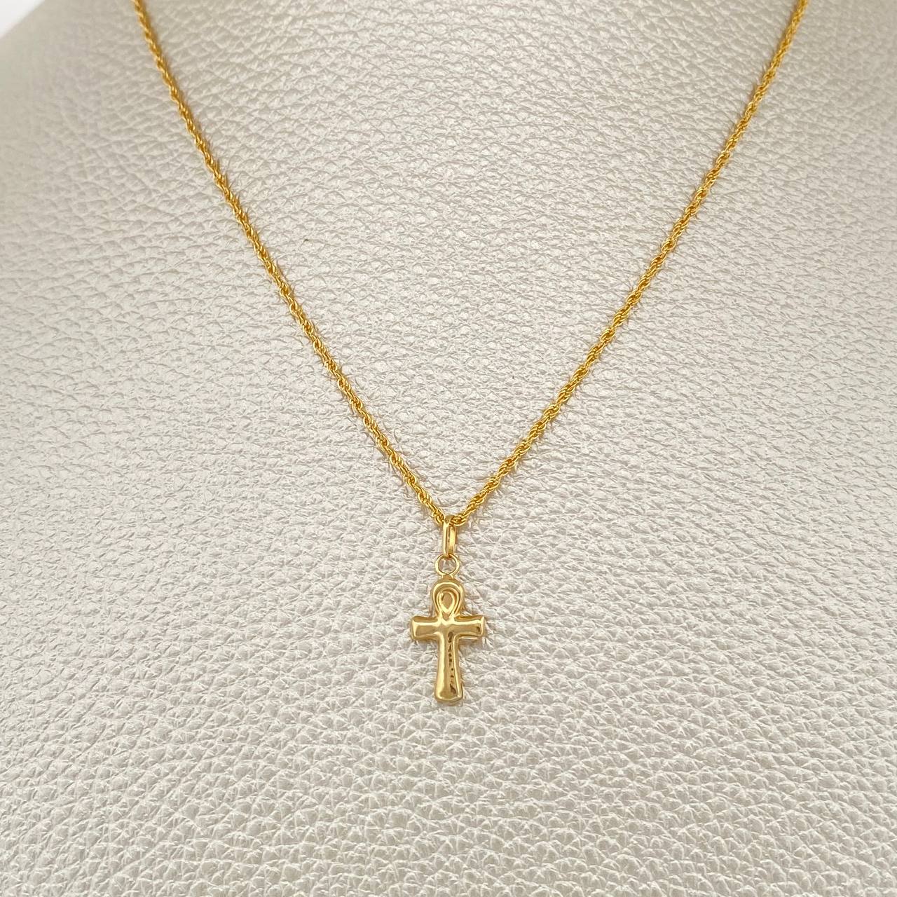Set Cadena y Dije Lazo + Cruz Anj 1.35gr / 19 3/4 in / Oro Amarillo 18K $