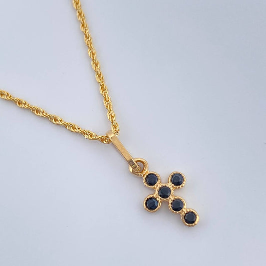 Set Cadena y Dije Lazo + Cruz 1.5gr / 17 3/4 in / Oro Amarillo 18K $