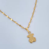 Set Cadena y Dije Flor Espejo + Oso Ts 1.4gr / 17 3/4 in / Oro Amarillo 18K $