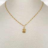 Set Cadena y Dije Flor Espejo + Oso Ts 1.4gr / 17 3/4 in / Oro Amarillo 18K $