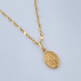 Set Cadena y Dije Flor Espejo + Virgen Milagrosa 1.55gr / 17 3/4 in / Oro Amarillo 18K $