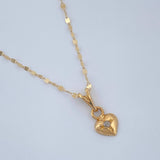 Set Cadena y Dije Flor Espejo + Corazon 0.8gr / 17 3/4 in / Oro Amarillo 18K $