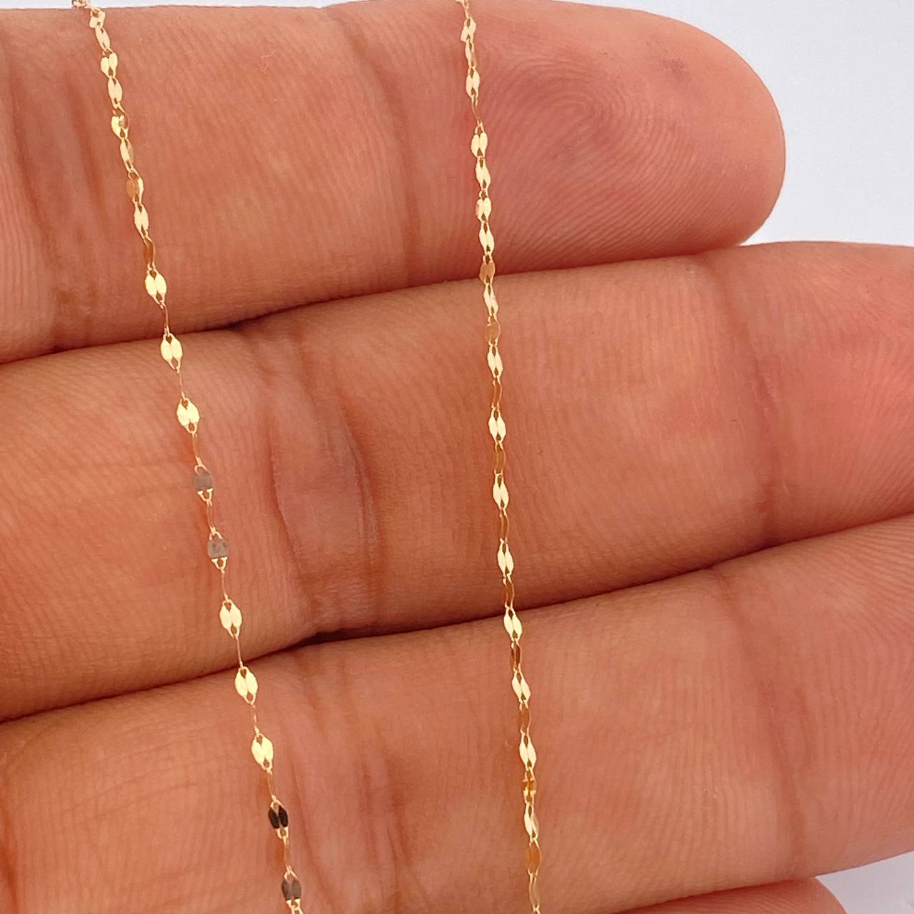 Set Cadena y Dije Flor Espejo + Silueta Corazon 0.75gr / 17 3/4 in / Oro Amarillo 18K $