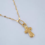 Set Cadena y Dije Flor Espejo + Cruz 0.6gr / 17 3/4 in / Oro Amarillo 18K $