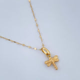 Set Cadena y Dije Flor Espejo + Libelula 0.7gr / 17 3/4 in / Oro Amarillo 18K $