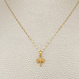 Set Cadena y Dije Flor Espejo + Libelula 0.7gr / 17 3/4 in / Oro Amarillo 18K $