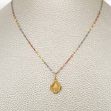 Set Cadena y Dije Flor Espejo + Virgen Milagrosa 1.35gr / 19 3/4 in / Tres Oros 18K $