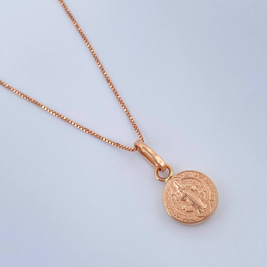 Set Cadena y Dije Veneciana + San Benito 1.65gr / 17 3/4 in / Oro Rosa 18K $