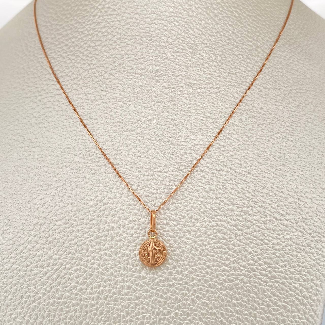 Set Cadena y Dije Veneciana + San Benito 1.65gr / 17 3/4 in / Oro Rosa 18K $