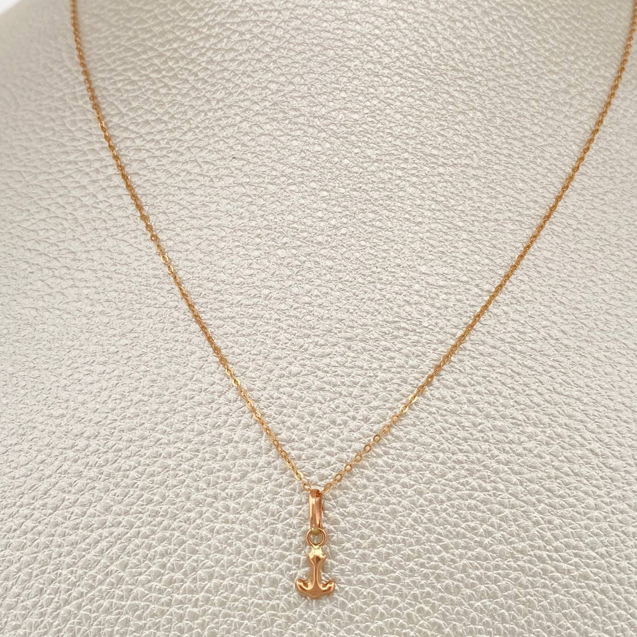 Set Cadena y Dije Aro Seguido + Ancla 1.15gr / 17 3/4 in / Oro Rosa 18K $