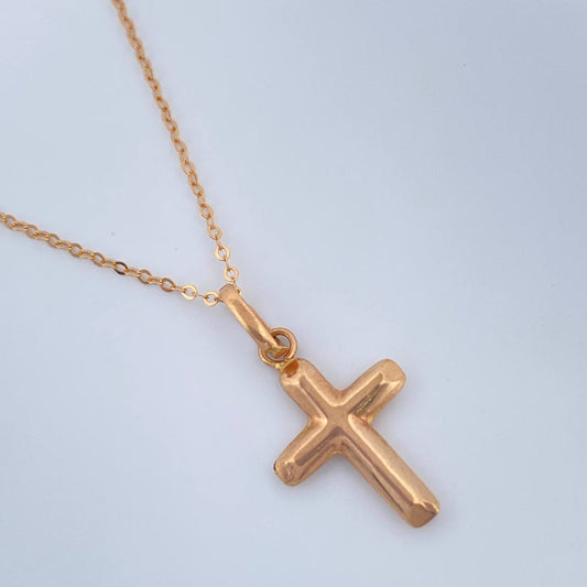Set Cadena y Dije Aro Seguido + Cruz 1.35gr / 17 3/4 in / Oro Rosa 18K $