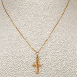 Set Cadena y Dije Aro Seguido + Cruz 1.35gr / 17 3/4 in / Oro Rosa 18K $