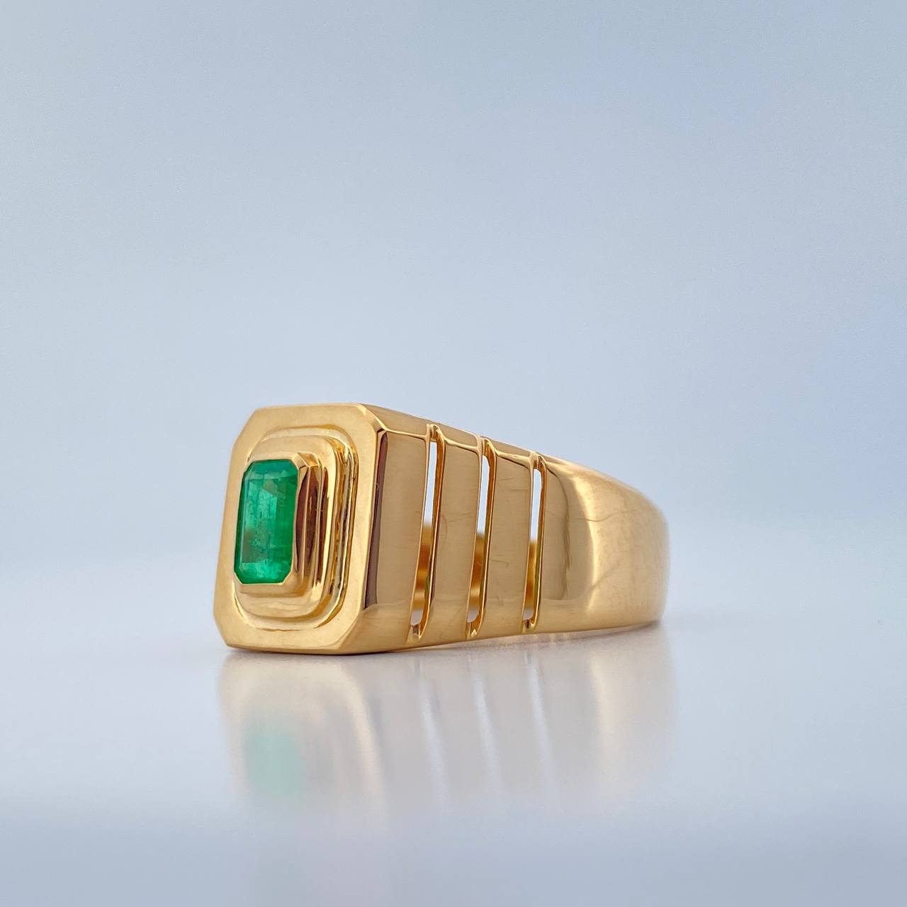 Anillo Sello Esmeralda 5.2gr / T9 3/4 / Oro Amarillo 18K &